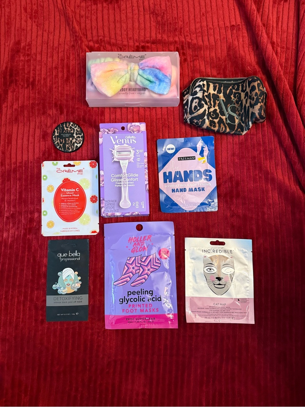 Skin Care Bundle-Headband, Razor, Victoria Secret Make Up Bag and Mirror, Masks